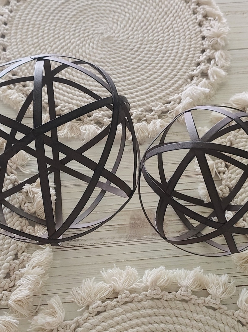 Decorative Metal Orb Ball Set of 2 - Antique Bronze - 10" and 8"